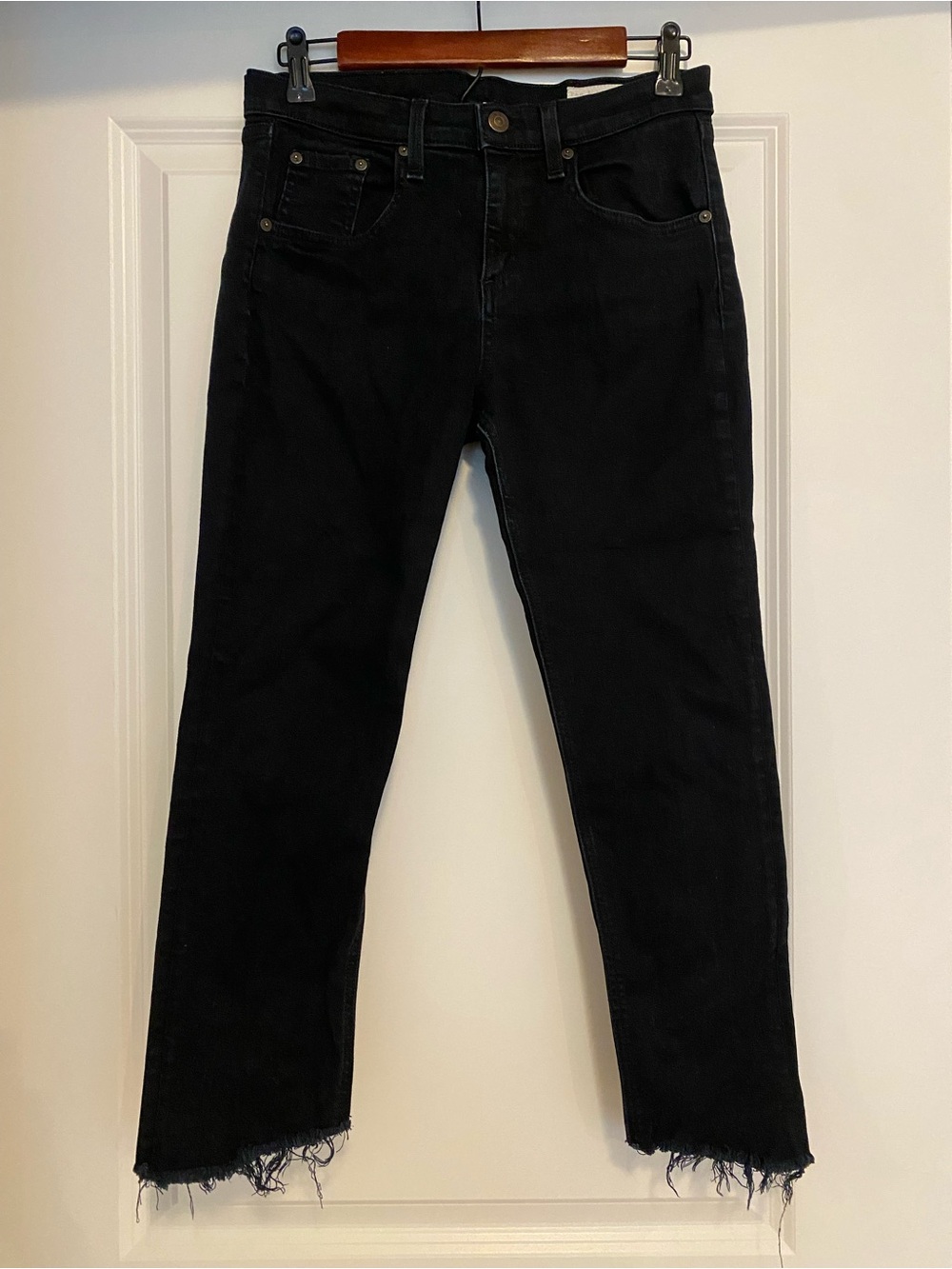 rag & bone Dark Blue Skinny Jeans with Frayed Hem